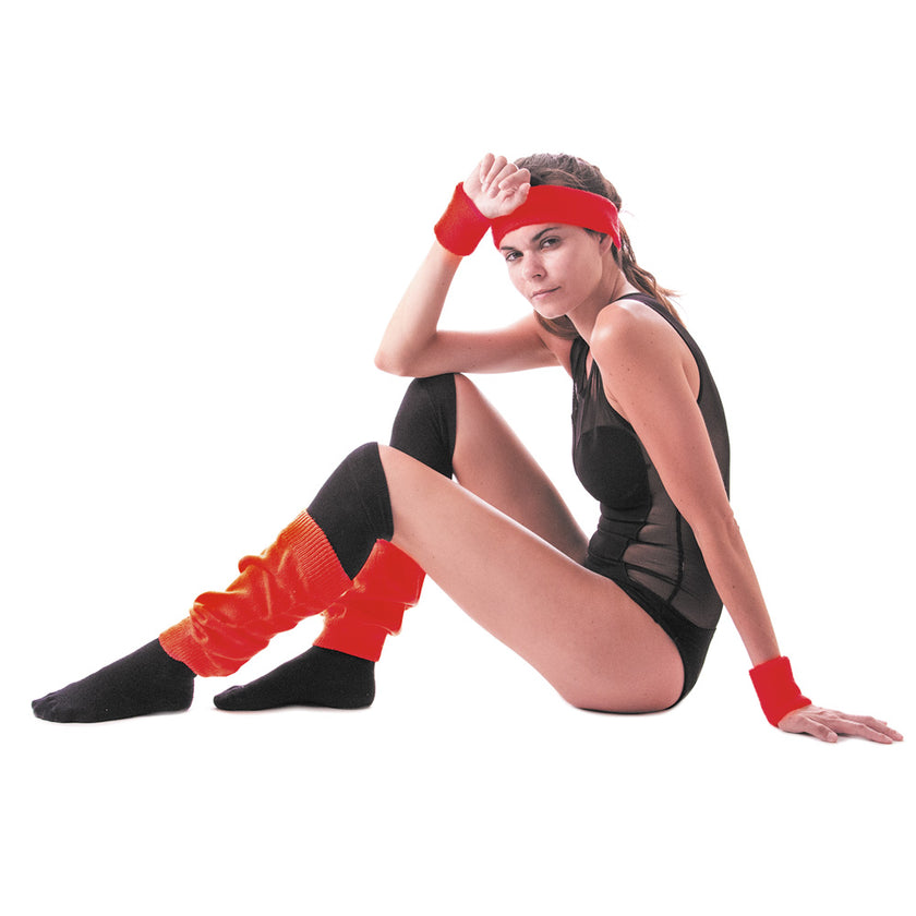 SET BANDEAU ET POIGNETS EPONGE ROUGE