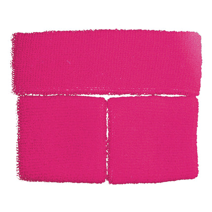 SET BANDEAU ET POIGNETS EPONGE NEON ROSE