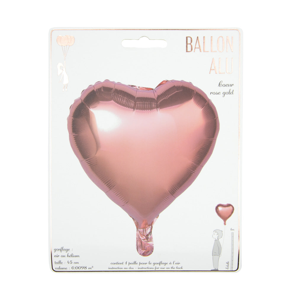 BALLON MYLAR COEUR ROSE GOLD
