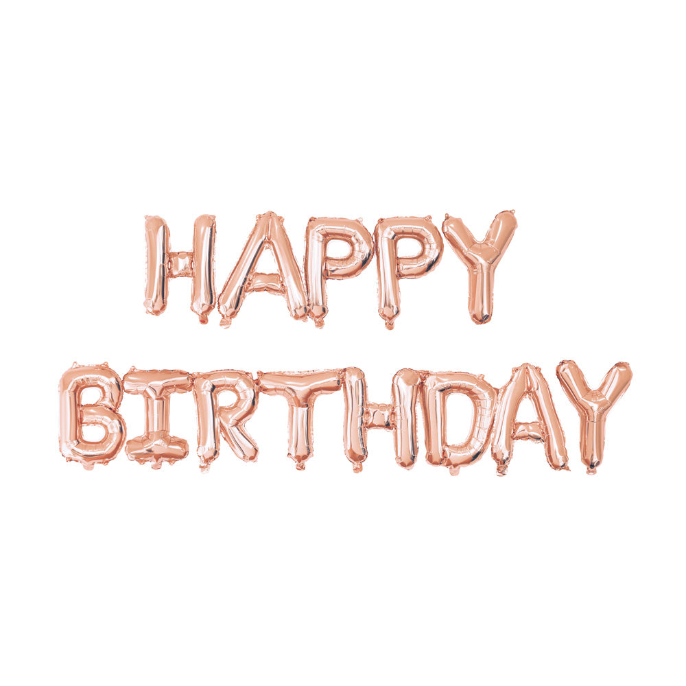 BALLONS MYLAR HAPPY BIRTHDAY ROSE GOLD