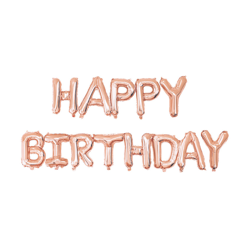 BALLONS MYLAR HAPPY BIRTHDAY ROSE GOLD
