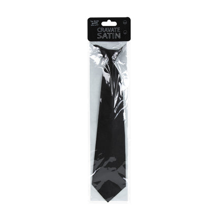 CRAVATE SATIN NOIRE A ZIP