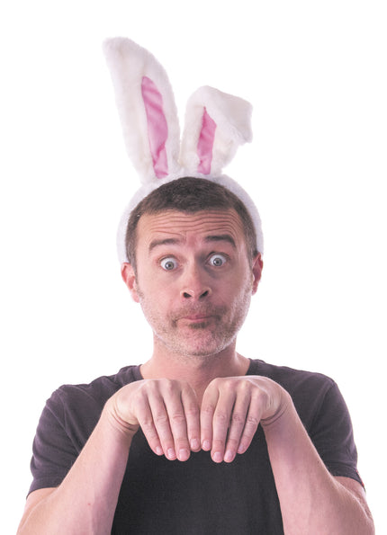SERRE TÊTE OREILLE DE LAPIN BLANC ET ROSE PELUCHE
