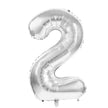 BALLON MYLAR CHIFFRE 2 ARGENT 36CM