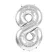 BALLON MYLAR CHIFFRE 8 ARGENT 36CM