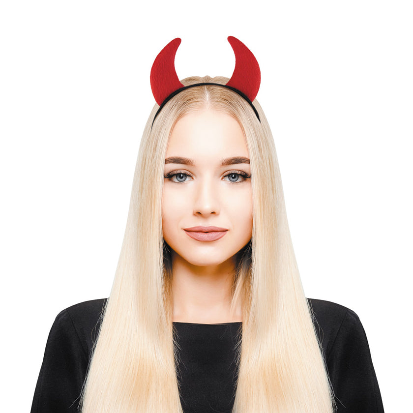 SERRE TÊTE CORNE DIABLE ROUGE FEUTRINE