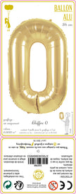 BALLON MYLAR CHIFFRE 0 OR 36CM