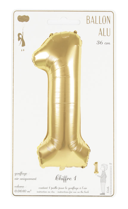 BALLON MYLAR CHIFFRE 1 OR 36CM