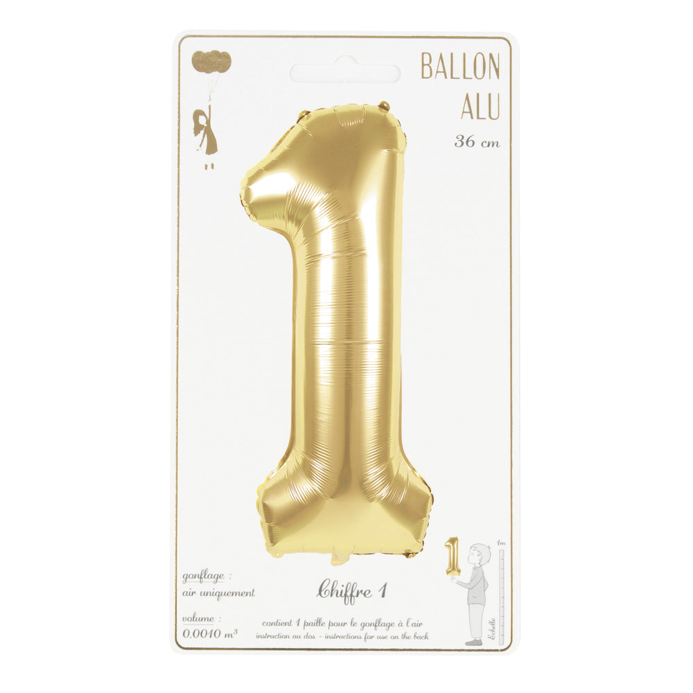 BALLON MYLAR CHIFFRE 1 OR 36CM