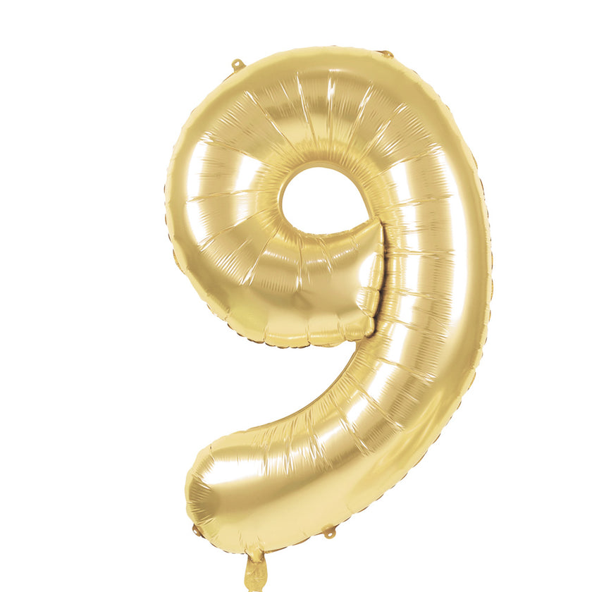 BALLON MYLAR CHIFFRE 9 OR 36CM