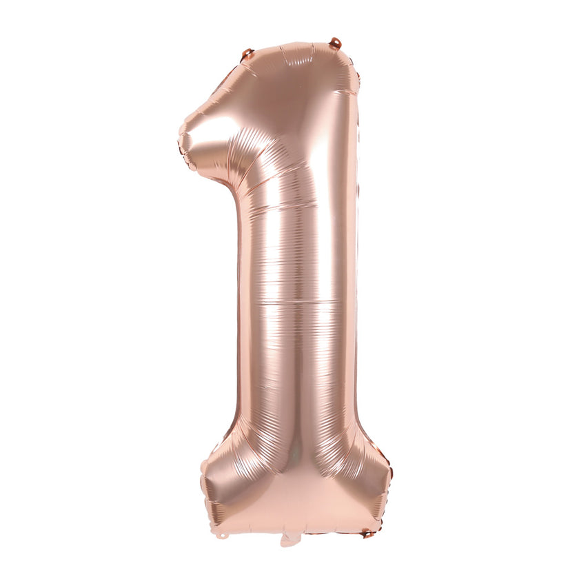BALLON MYLAR CHIFFRE 1 ROSE GOLD 36CM