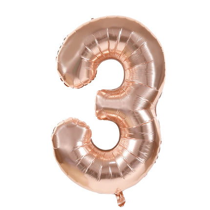 BALLON MYLAR CHIFFRE 3 ROSE GOLD 36CM