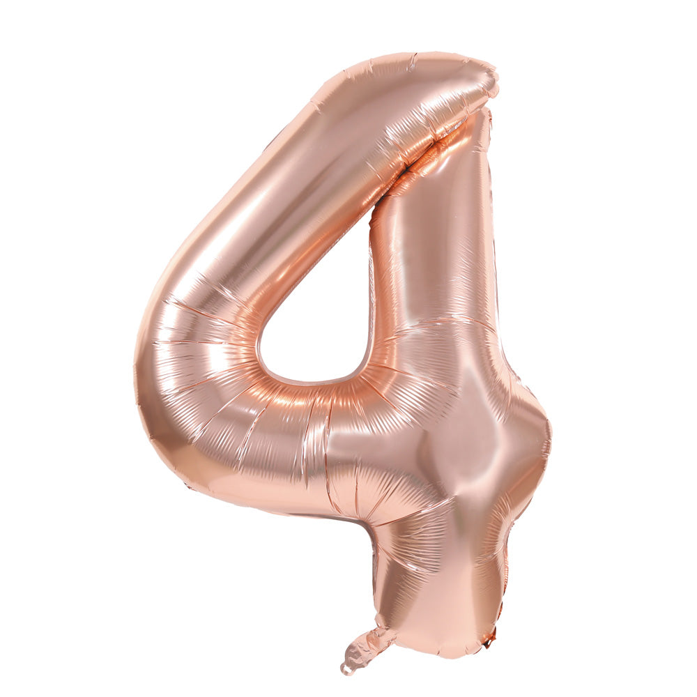 BALLON MYLAR CHIFFRE 4 ROSE GOLD 36CM