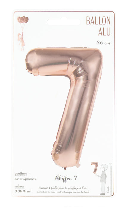 BALLON MYLAR CHIFFRE 7 ROSE GOLD 36CM