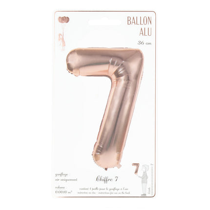 BALLON MYLAR CHIFFRE 7 ROSE GOLD 36CM