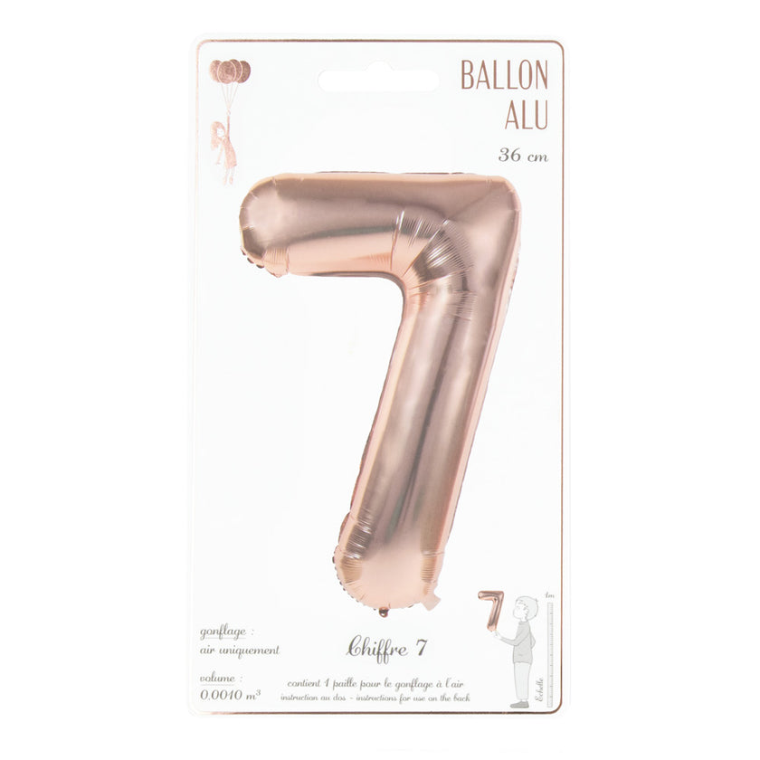 BALLON MYLAR CHIFFRE 7 ROSE GOLD 36CM