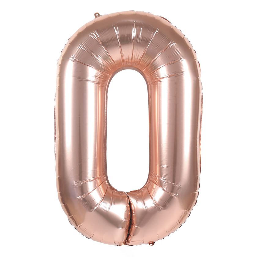 BALLON MYLAR CHIFFRE 0 ROSE GOLD 86CM