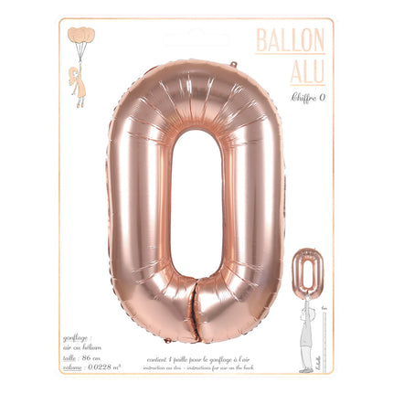 BALLON MYLAR CHIFFRE 0 ROSE GOLD 86CM