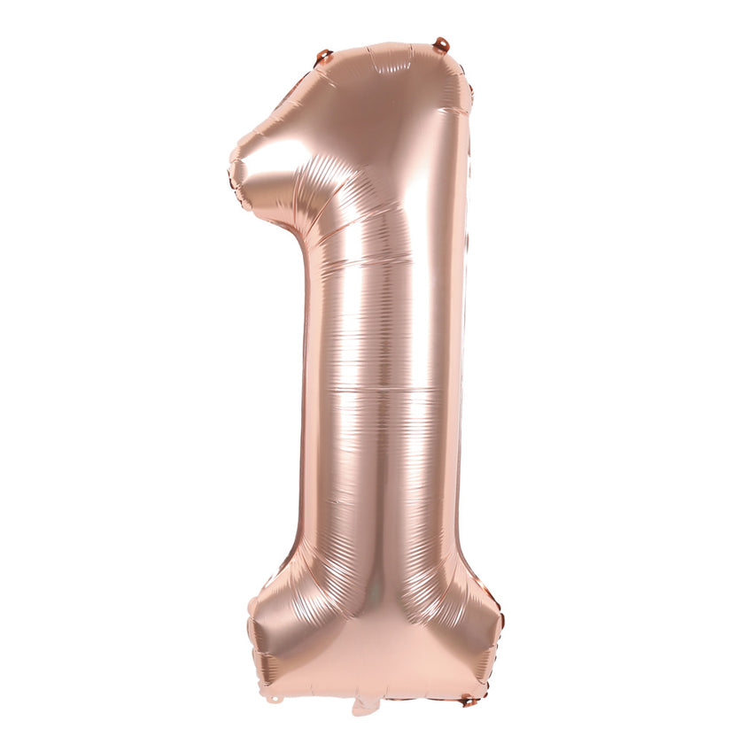 BALLON MYLAR CHIFFRE 1 ROSE GOLD 86CM