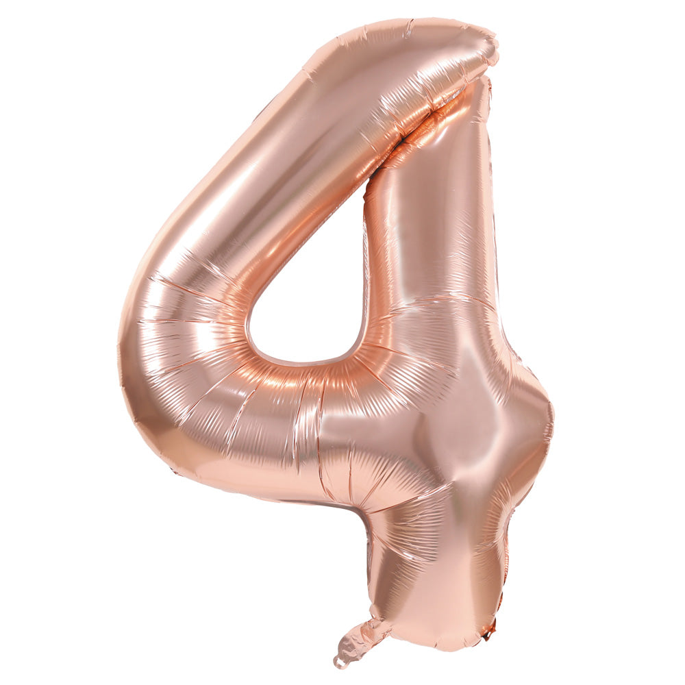 BALLON MYLAR CHIFFRE 4 ROSE GOLD 86CM