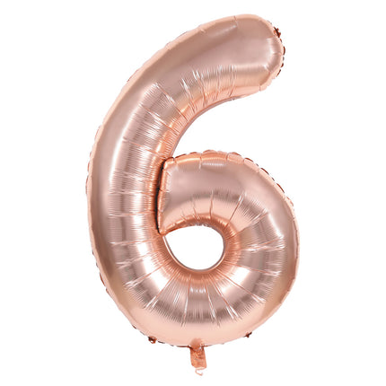 BALLON MYLAR CHIFFRE 6 ROSE GOLD 86CM