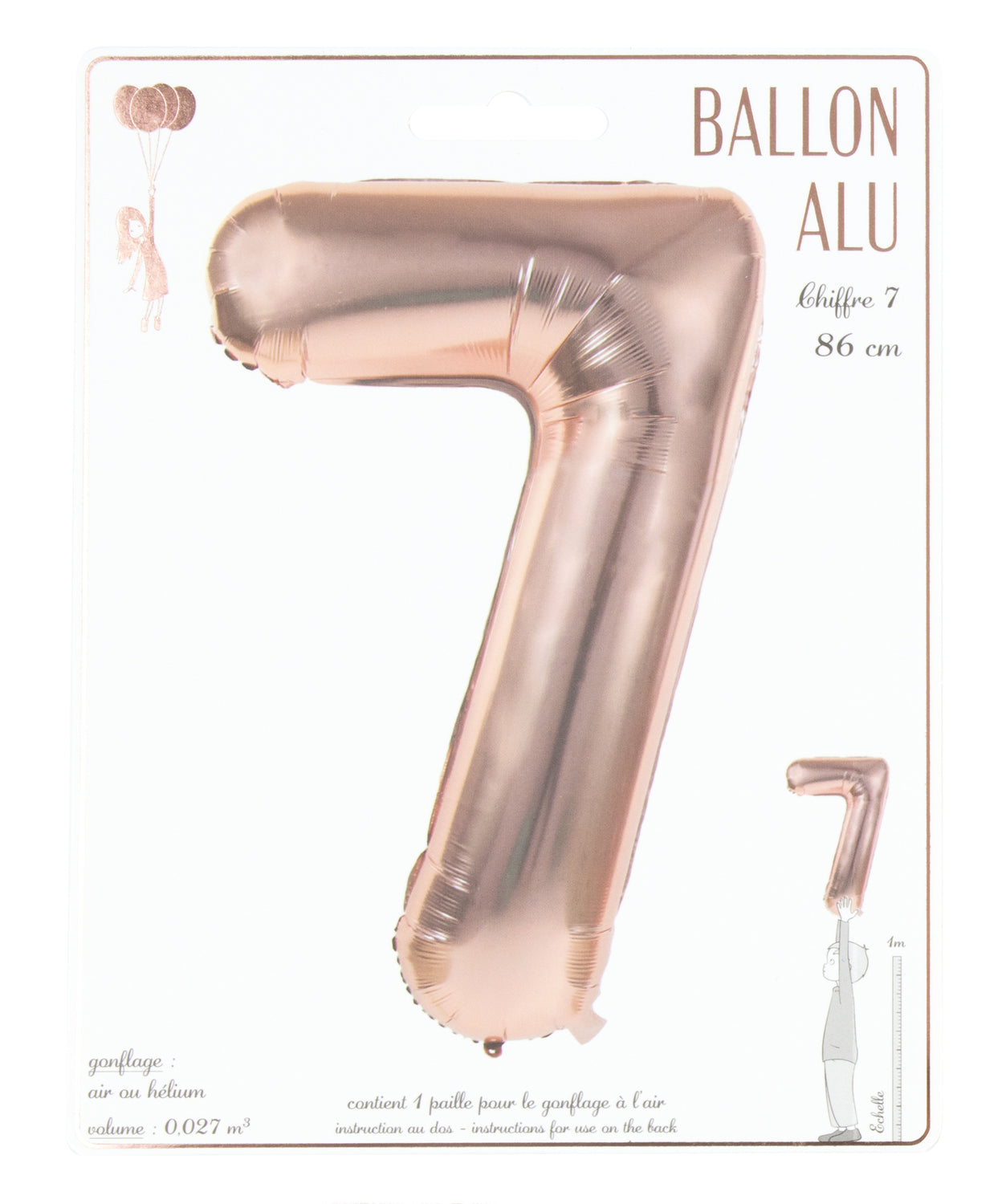 BALLON MYLAR CHIFFRE 7 ROSE GOLD 86CM