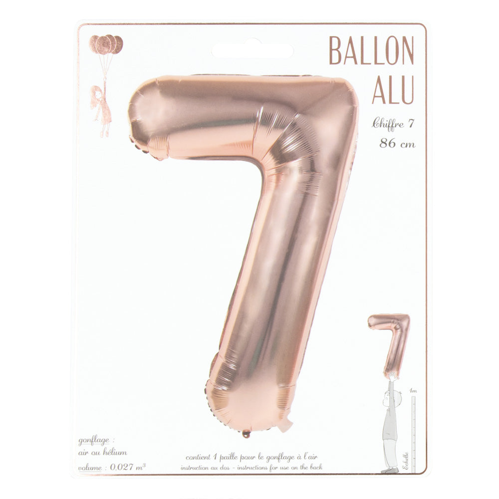 BALLON MYLAR CHIFFRE 7 ROSE GOLD 86CM