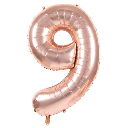 BALLON MYLAR CHIFFRE 9 ROSE GOLD 86CM