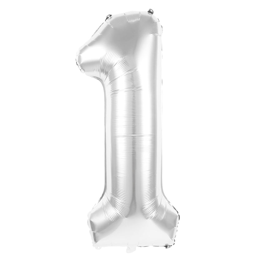BALLON MYLAR CHIFFRE 1 ARGENT 86CM