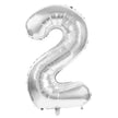 BALLON MYLAR CHIFFRE 2 ARGENT 86CM