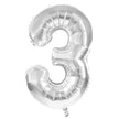 BALLON MYLAR CHIFFRE 3 ARGENT 86CM