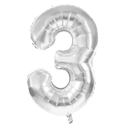 BALLON MYLAR CHIFFRE 3 ARGENT 86CM