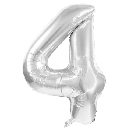 BALLON MYLAR CHIFFRE 4 ARGENT 86CM