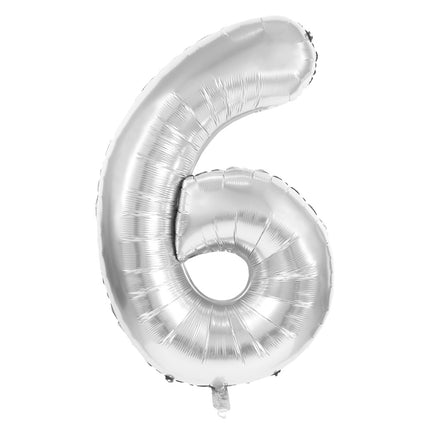 BALLON MYLAR CHIFFRE 6 ARGENT 86CM