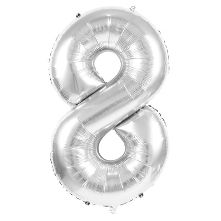 BALLON MYLAR CHIFFRE 8 ARGENT 86CM