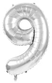 BALLON MYLAR CHIFFRE 9 ARGENT 86CM