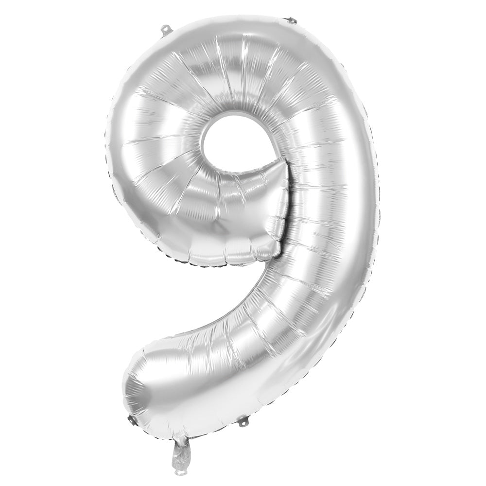BALLON MYLAR CHIFFRE 9 ARGENT 86CM