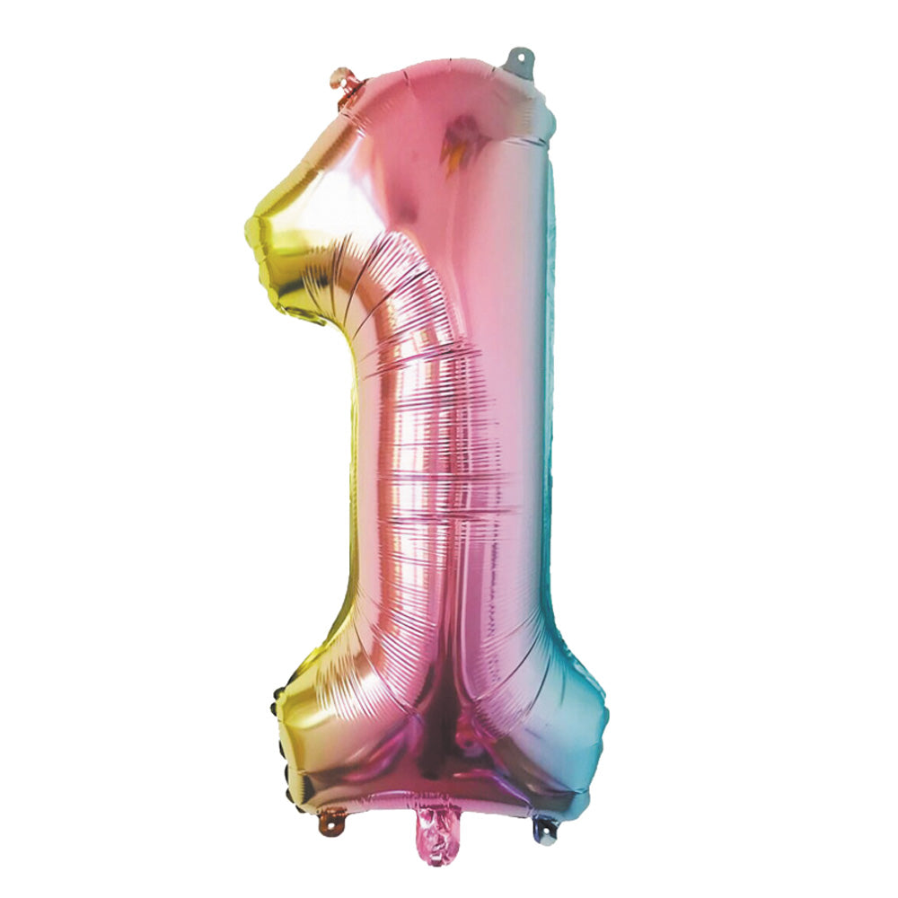 BALLON MYLAR CHIFFRE 1 IRISE PASTEL 36CM