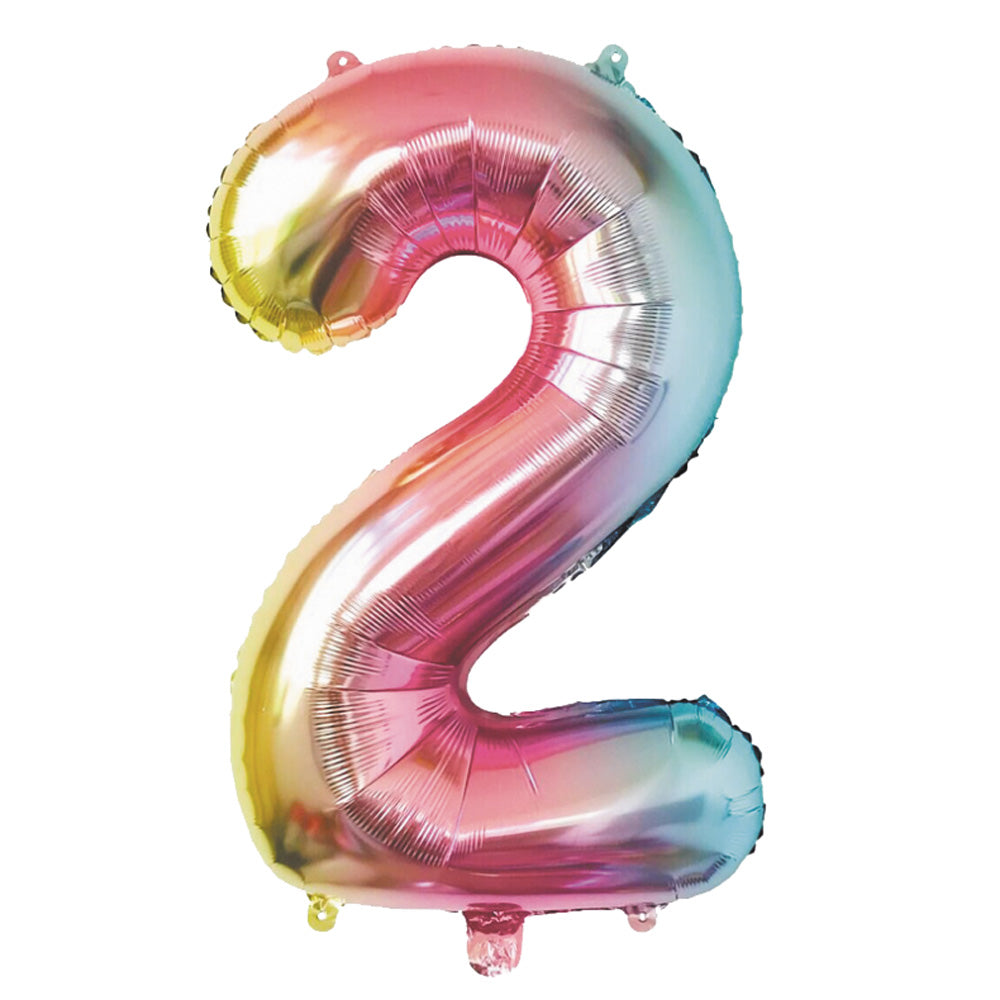 BALLON MYLAR CHIFFRE 2 IRISE PASTEL 36CM