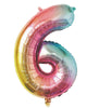 BALLON MYLAR CHIFFRE 6 IRISE PASTEL 36CM