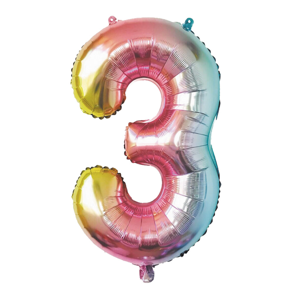 BALLON MYLAR CHIFFRE 3 IRISE PASTEL 86CM