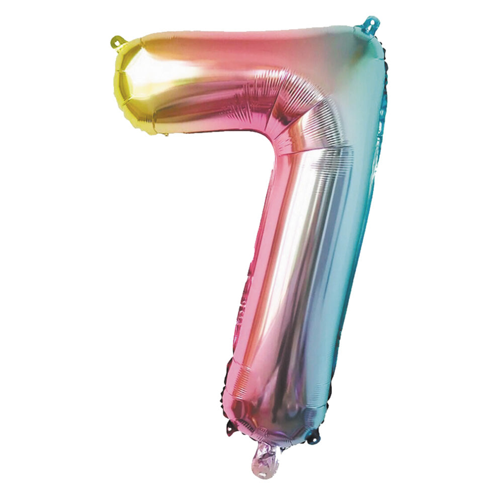 BALLON MYLAR CHIFFRE 7 IRISE PASTEL 86CM