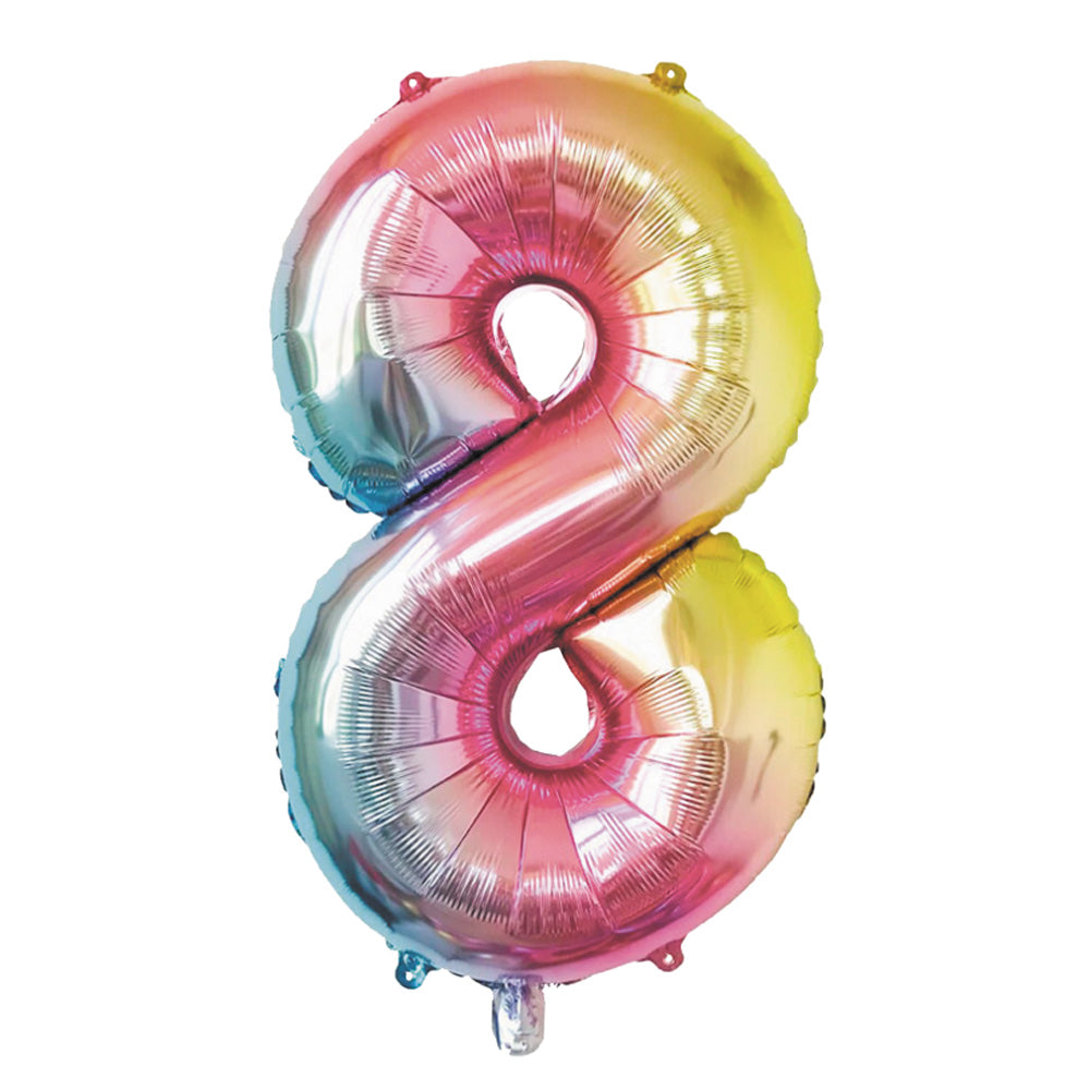 BALLON MYLAR CHIFFRE 8 IRISE PASTEL 86CM