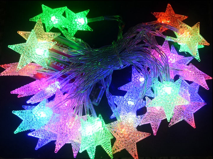 guirlande lumineuse de noël 30 étoiles led''s multicolores 3.8m