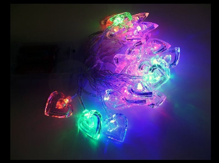 guirlande lumineuse de noël 30 coeurs led''s multicolores 3.8m