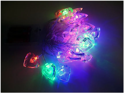 guirlande lumineuse de noël 30 coeurs led''s multicolores 3.8m