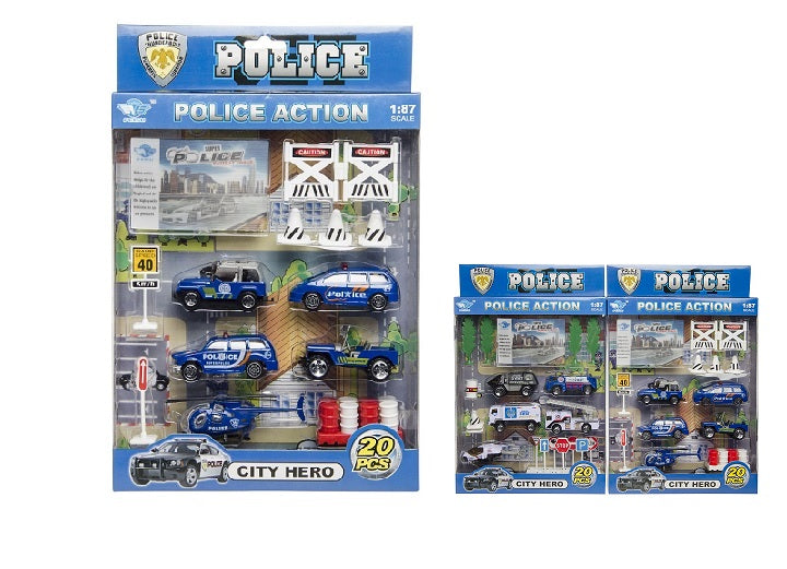 set de police die cast métal mix 20pcs