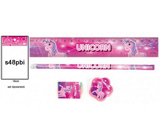 set papeterie licorne rose 4pcs