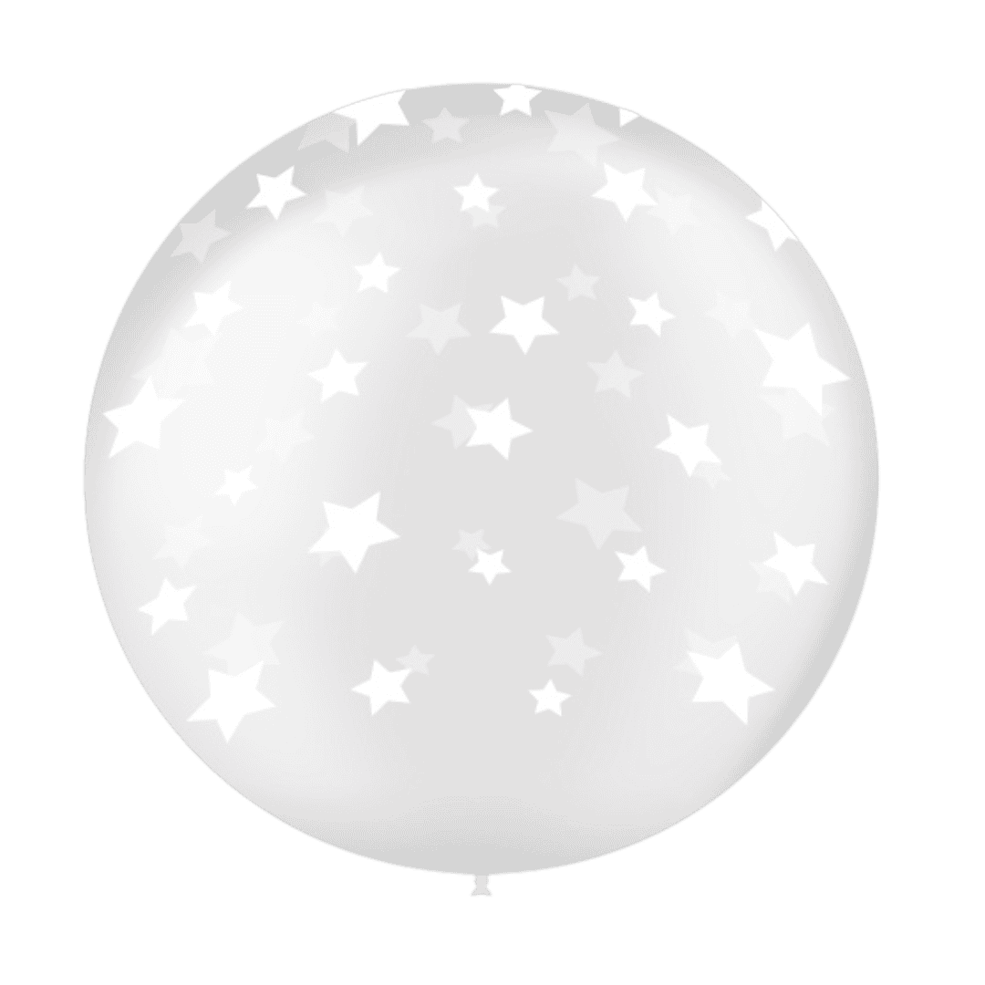 1 ballons 3' transparent imprimé TAT étoiles