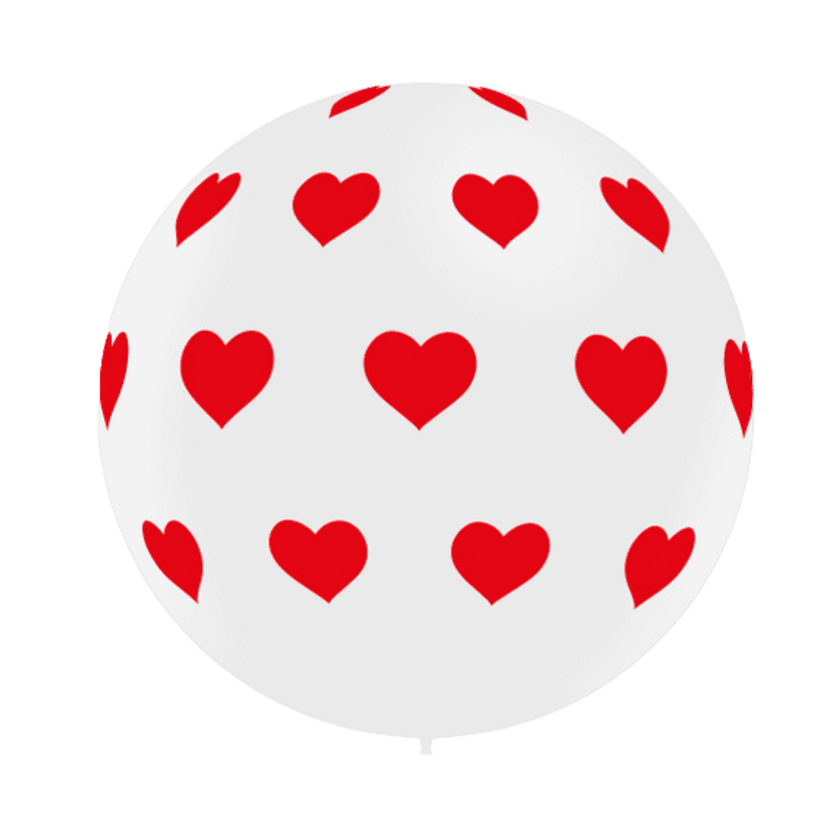 1 ballon blanc 3' imprimé TAT COEUR